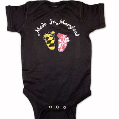 Made in Maryland Black Baby Infant Jersey Romper One-Piece Snap Bodysuit