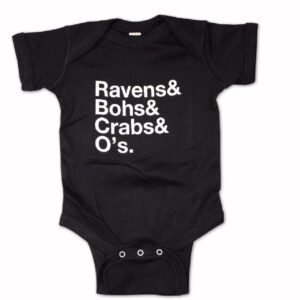 Ravens Bohs Crabs Os Maryland Crab Black Baby Infant Jersey Romper One-Piece Snap Jumper Bodysuit