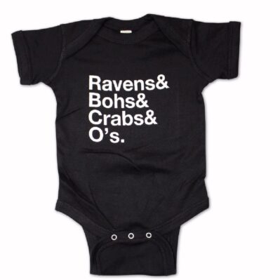 Ravens Bohs Crabs Os Maryland Crab Black Baby Infant Jersey Romper One-Piece Snap Jumper Bodysuit