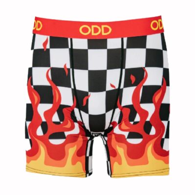 Racing Checkered Flag with Flames Boxer Shorts Underwear Briefs