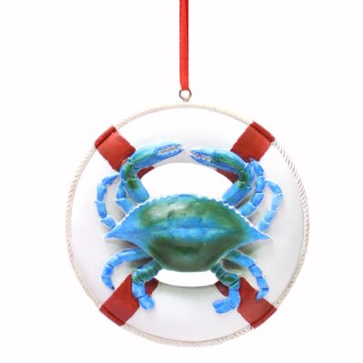 Blue Crab Life Preserver Holiday Tree Ornament