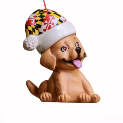 Maryland Flag Dog Tan Holiday Tree Ornament