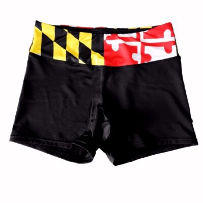 Route One Maryland Flag Women's Work Out Stretch Shorts