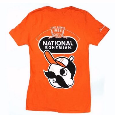 Natty Boh National Bohemian Beer Orange Baseball Short Sleeve T-Shirt