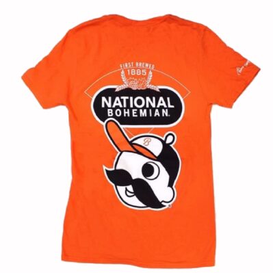 Natty Boh National Bohemian Beer Orange Baseball Short Sleeve T-Shirt