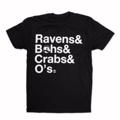 Ravens Bohs Crabs and Oh's Black Short Sleeve T-Shirt
