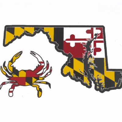 Maryland State and Crab Die Cut Sticker