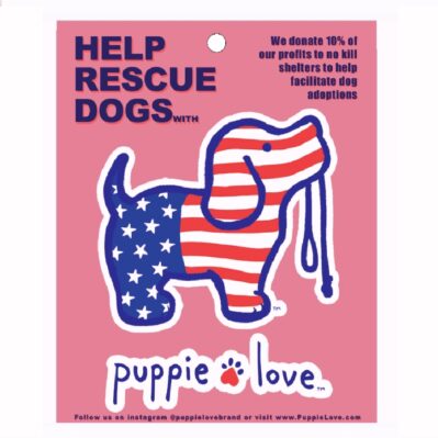 Puppie Love Pup USA Die Cut Sticker