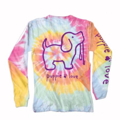 Puppie Love Dog Tie Dye Youth Long Sleeve Sweatshirt