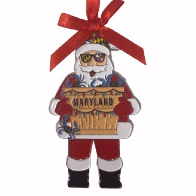 Maryland Santa Metal Holiday Tree Ornament
