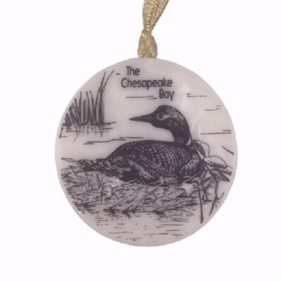 Chesapeake Bay Wetlands with Loon Marble Stone Holiday Tree Ornament