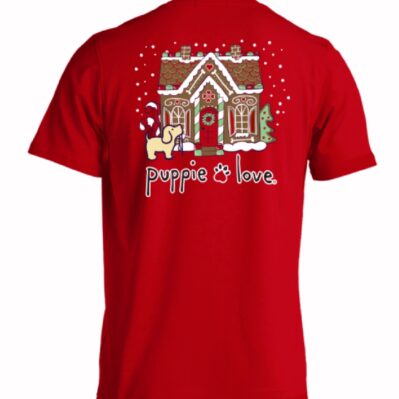 Puppie Love Dog Christmas Gingerbread House Pup Short Sleeve T-Shirt