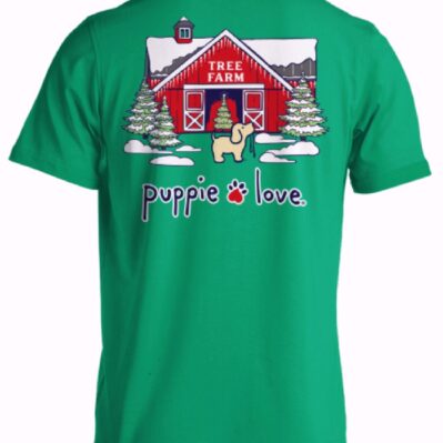Puppie Love Dog Christmas Tree Farm Short Sleeve T-Shirt
