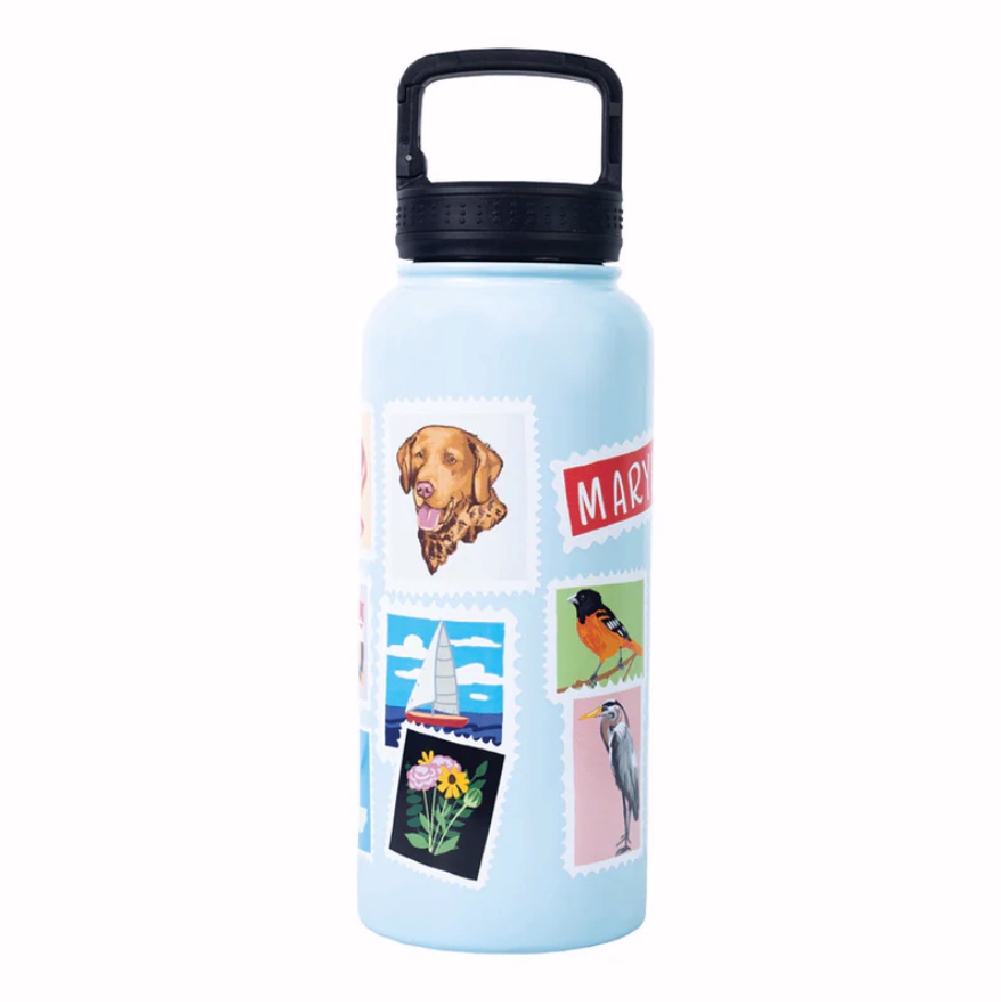 Maryland Famous Stamps Hot/Cold 1 Quart Travel Water Bottle