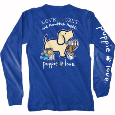 Puppie Love Dog Love Light and Hanukkah Nights Long Sleeve T-Shirt Sweatshirt