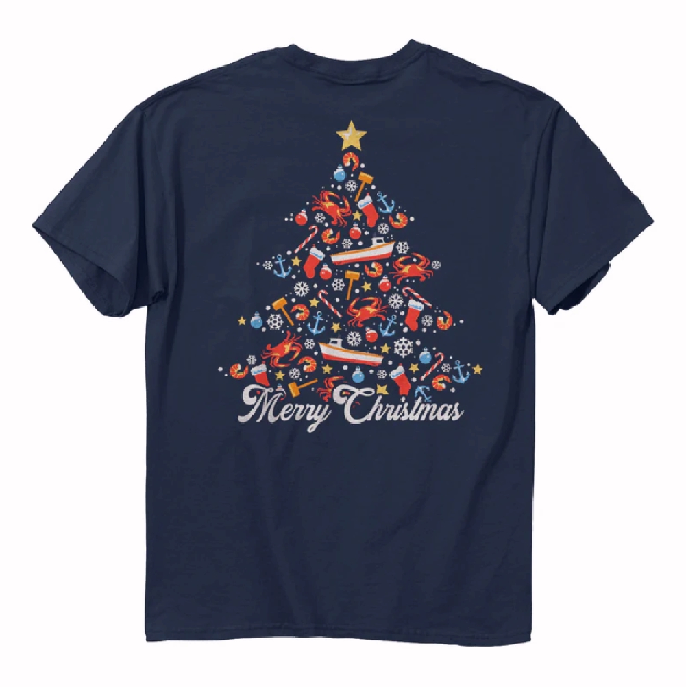 Merry Christmas Sea Themed Christmas Tree Short Sleeve T-Shirt