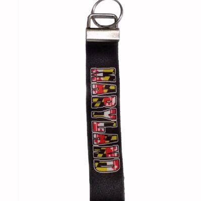 Maryland Text and Flag Key Ring Keychain