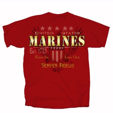 U.S. Marines USMC Shield Logo Red Short Sleeve T-Shirt