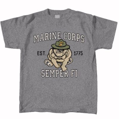 U.S. Marines USMC Retro Bulldog Mascot Short Sleeve T-Shirt