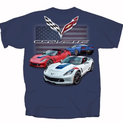 Chevy Chevrolet Corvette C7 Gransport U.S. Flag Short Sleeve T-Shirt