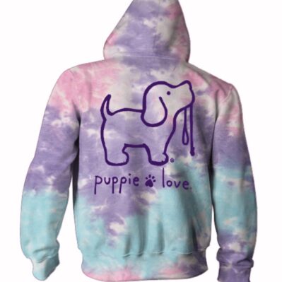 Puppie Love Dog Cotton Candy Tie Dye Pup Pullover Hoodie