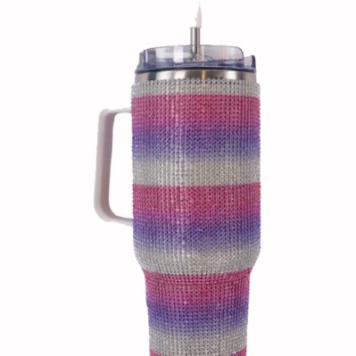 Simply Southern 40 Oz XLarge Sequined Stainless Steel Tumbler Travel Mug - Stripe