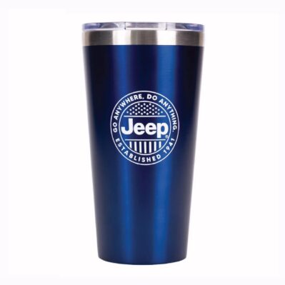 Jeep Logo Go Anywhere 16 Ounce Blue Travel Mug Tumbler