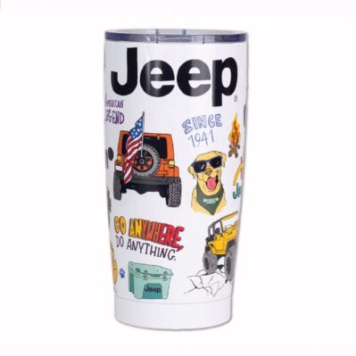 Jeep Aventure Wrap Around Icons 20 Ounce White Travel Mug Tumbler