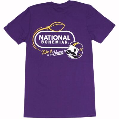 Natty Boh National Bohemian Beer Take It To The House Football Purple Short Sleeve T-Shirt