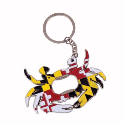 Maryland Flag Crab Keychain Key Ring Metal Bottle Opener