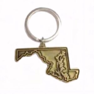 Maryland State Diecut Bronze Alloy Ring Keychain