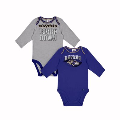 Baltimore Ravens Gerber 2-Pack of Long Sleeve Baby Jersey Romper One-Piece Bodysuits