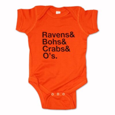 Ravens Bohs Crabs Os Maryland Crab Orange Baby Infant Jersey Romper One-Piece Snap Bodysuit