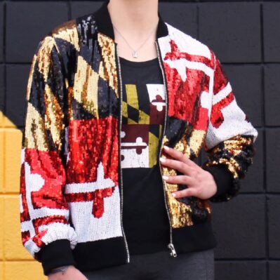Route One Maryland Flag Sequinned Zippered Jacket