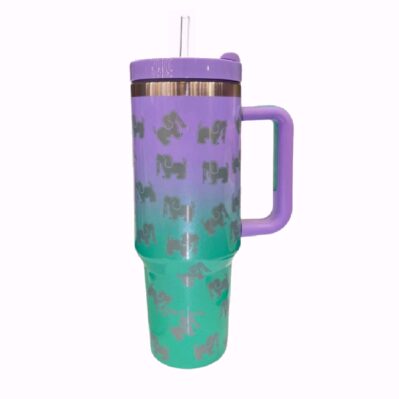 Puppie Love Dog 40 ounce Violet Green Stainless Steel Travel Tumbler