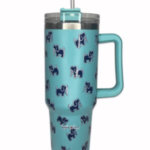 Puppie Love Dog 40 ounce Light Green Blue Stainless Steel Travel Tumbler