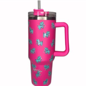 Puppie Love Dog 40 ounce Hot Pink Stainless Steel Travel Tumbler