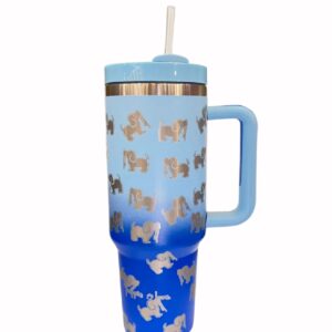 Puppie Love Dog 40 ounce Multi Blue Stainless Steel Travel Tumbler