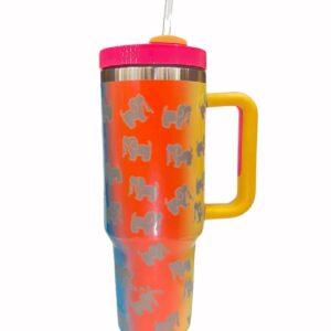Puppie Love Dog 40 ounce Rainbow Stainless Steel Travel Tumbler