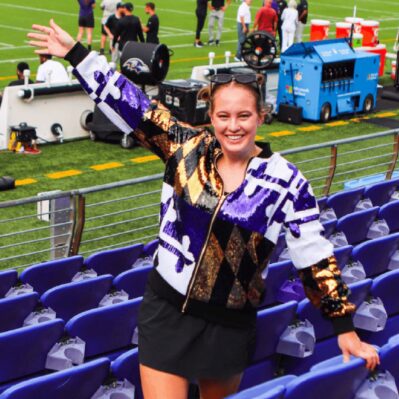 Route One Maryland Flag Purple and Gold Sequinned Zippered Jacket