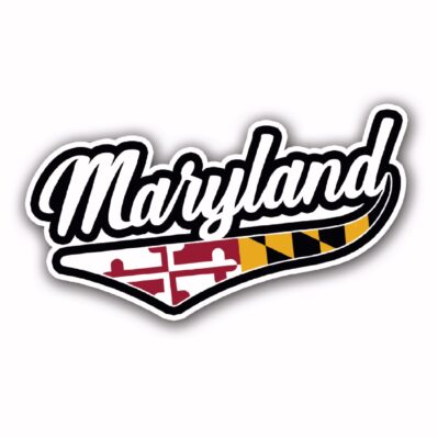 Maryland Flag Script Lettered Die Cut Car Refrigerator Magnet