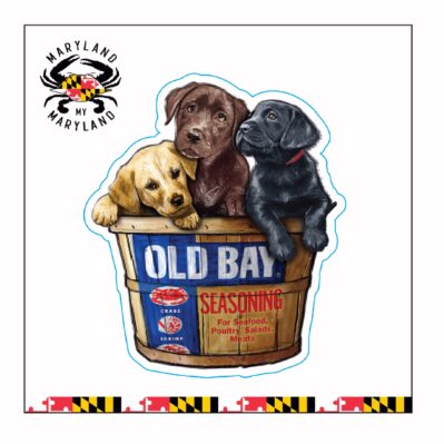 Old Bay Puppies in a Basket Sticker