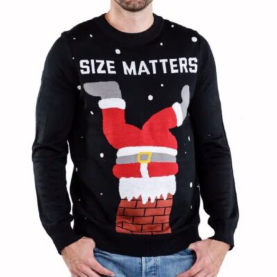 Stuck Santa Size Matters Humorous Christmas Sweater