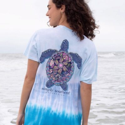 Simply Southern Sea Turtle Striped Tie Dye Short Sleeve T-Shirt