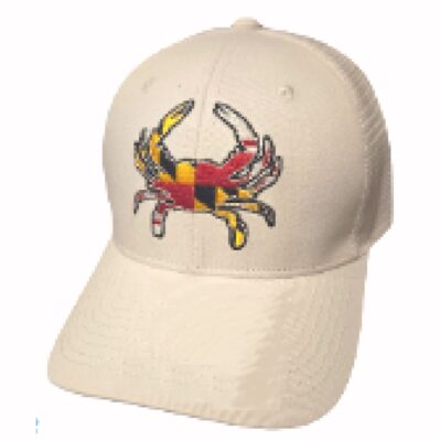 Maryland Flag Crab Embroidered Patch Mesh White Cap Hat
