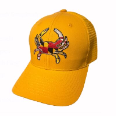 Maryland Flag Crab Embroidered Patch Mesh Yellow Cap Hat