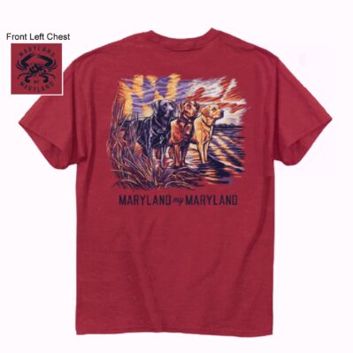 Maryland Flag Sunset Sky and Labs Short Sleeve T-Shirt