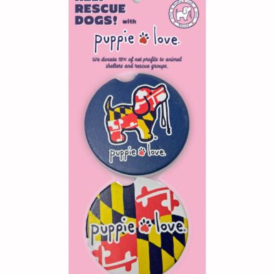 Puppie Love Maryland Flag Car Coasters (set of 2)
