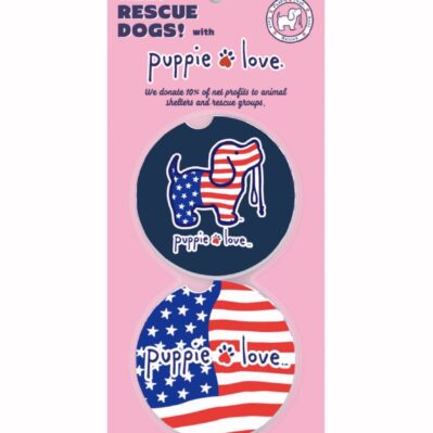 Puppie Love USA Pup Car Coasters (set of 2)
