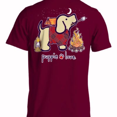 Puppie Love Dog Camping Pup and Toasted Marshmallows Short Sleeve T-Shirt